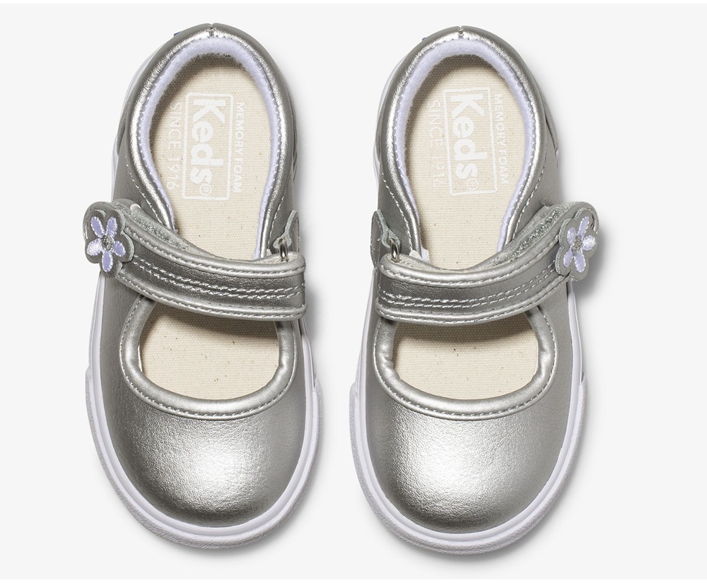 Slip Ons Keds Niña Plateados - Ella Mary Jane - 2571-MBADL